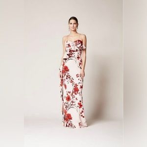 Sachin & Babi Pink+Red Floral Gown